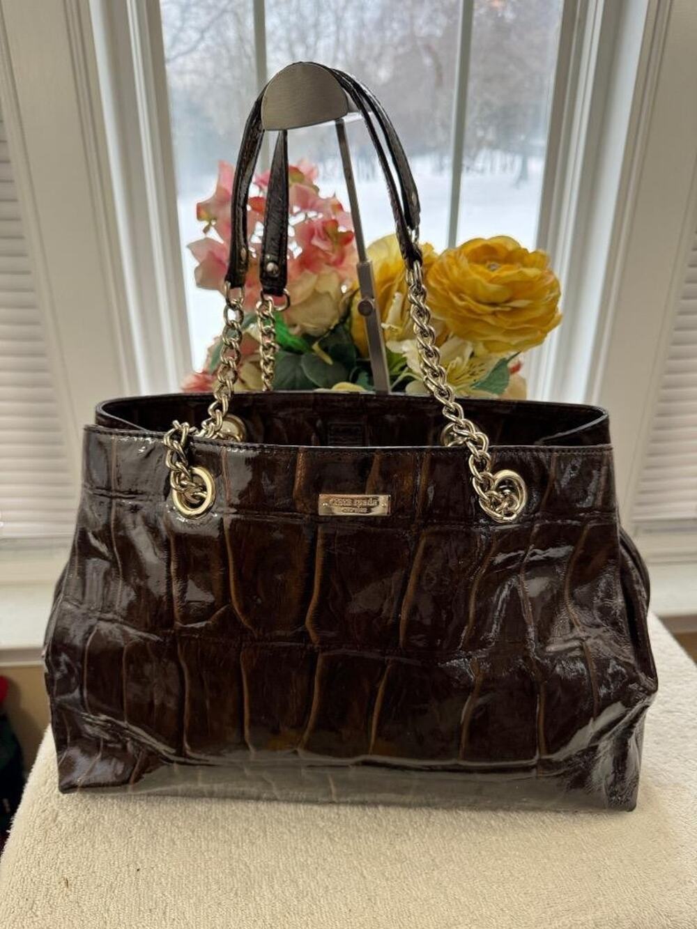 Kate Spade Knightsbridge Maryanne Croc Patent Leather brown Tote bag (pu3000